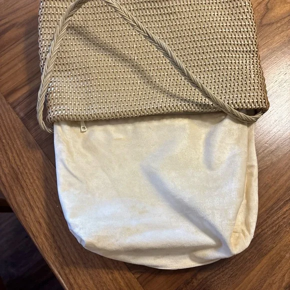 FALOR FIRENZE Luxury Designer Beige Woven Leather Hobo Bag Made In Italy - Picture 4 of 5